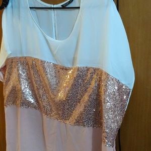 Sequin color blocked shirt Shein